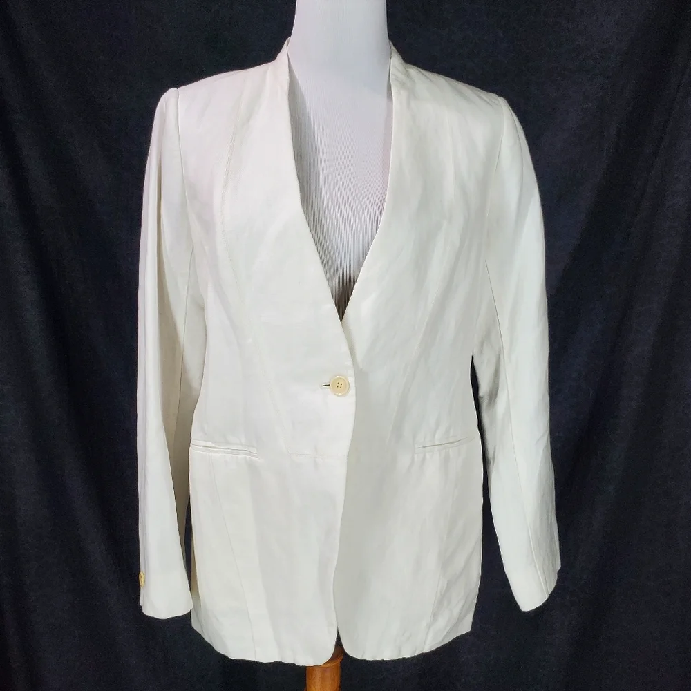 NEW ALEX MILL women's janine twill blazer in ecru linen Size XS